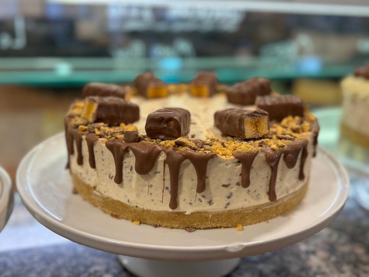 An example of a chocolate-topped Jamesfield cheesecake